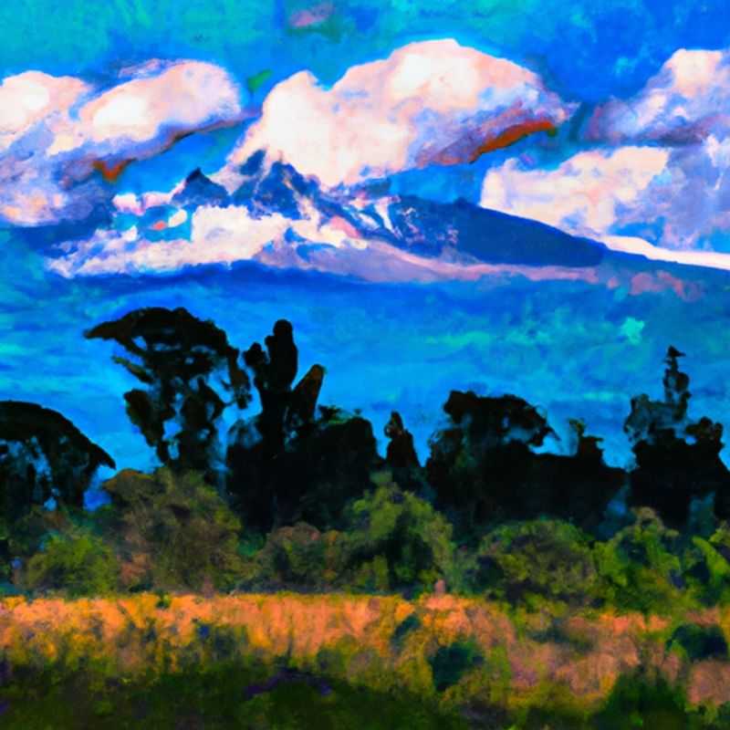 A lone hiker stands silhouetted against the majestic Mount Kenya, the second-highest mountain in Africa, during a solitary week-long trek between winter and spring. The image captures the essence of solo adventure and the allure of exploring nature's pristine wilderness.