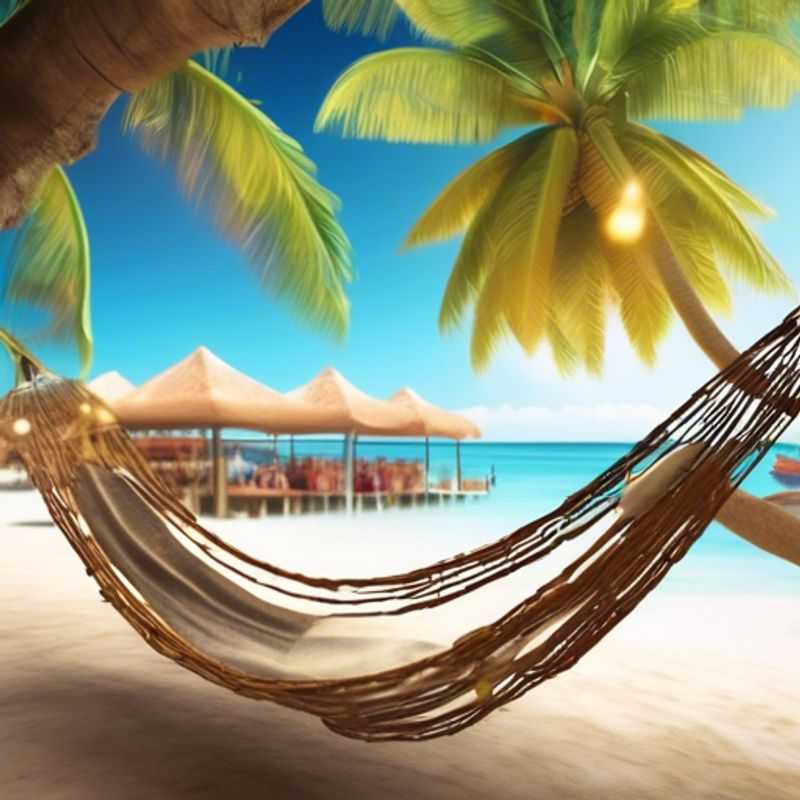 Una hamaca de colores brillantes colgada entre dos árboles, lista para relajarse y disfrutar de la naturaleza.