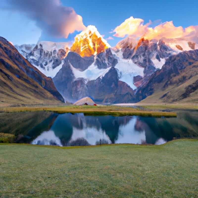 Quatre personnes entreprenant le légendaire circuit de Huayhuash au Pérou, un trek exigeant de 5 jours entre l'été et l'automne, offrant des paysages à couper le souffle et une immersion dans la culture andine.