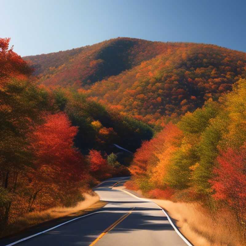 Six friends, part of The Wellness Traveler group, hike along the scenic Bear Mountain Loop, USA, bathed in the vibrant hues of autumn foliage during their 5-day backpacking adventure.