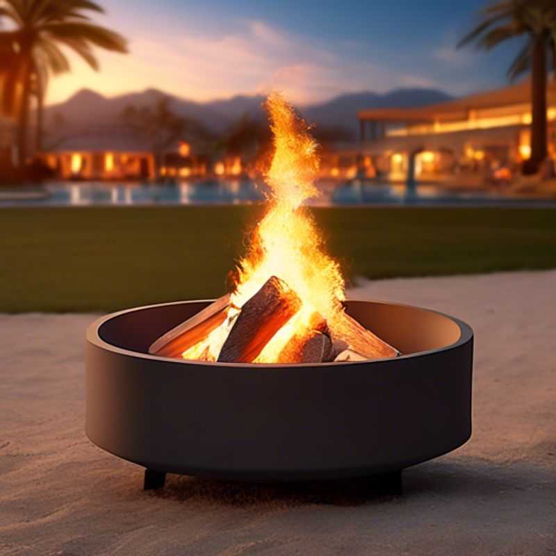 Portable fire pit with glowing flames, showcasing key features for outdoor gatherings.