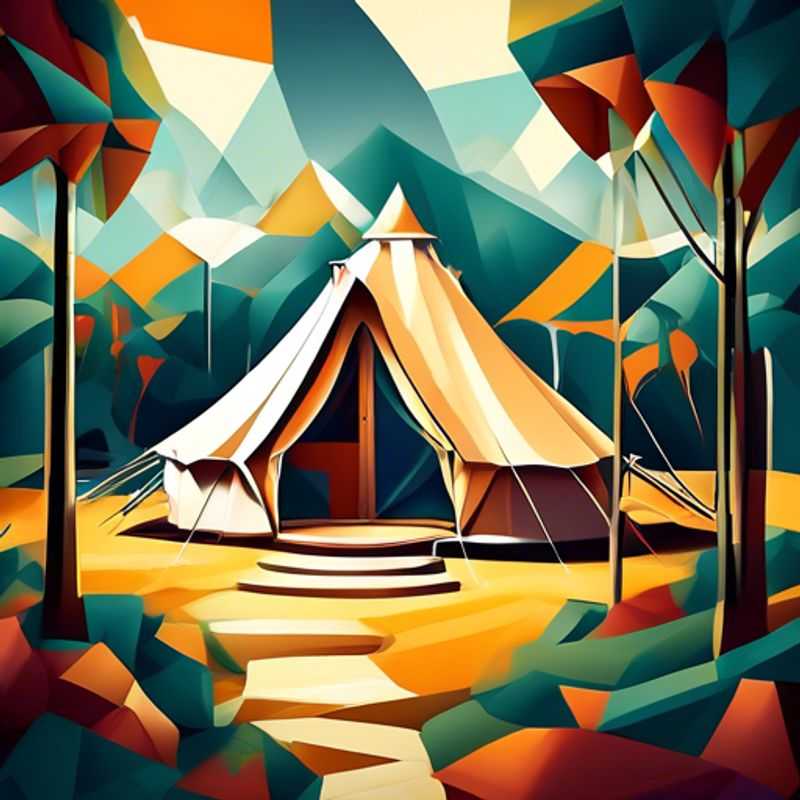 A luxurious glamping tent with plush amenities for a comfortable and stylish outdoor getaway.