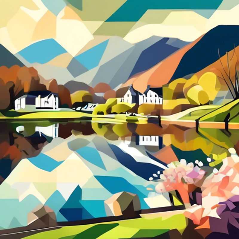Une famille avec des enfants voyageant en caravane dans le Lake District, au Royaume-Uni, profitant de la beauté printanière des paysages verdoyants et des lacs scintillants pendant leur séjour de 3 semaines.