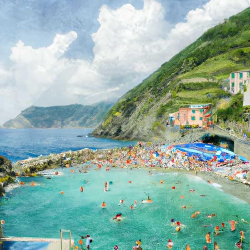 Une baignade ensoleillée sur la plage de Guvano à Cinque Terre