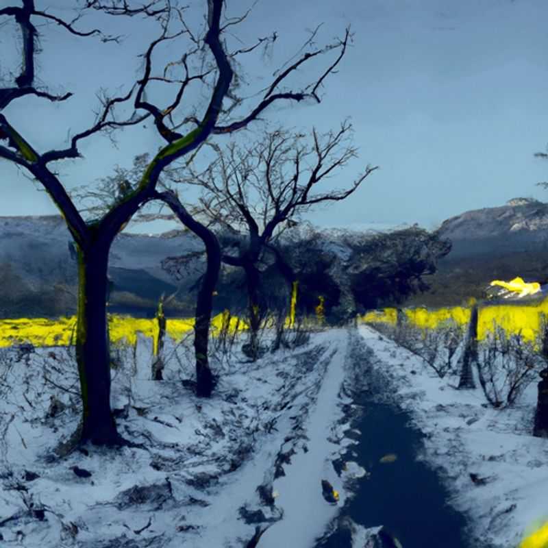 A group of four intrepid hikers traverse the snow-covered Camino de Santiago in Spain, their footsteps echoing through the hushed winter landscape, on their 24-hour pilgrimage to Santiago de Compostela.