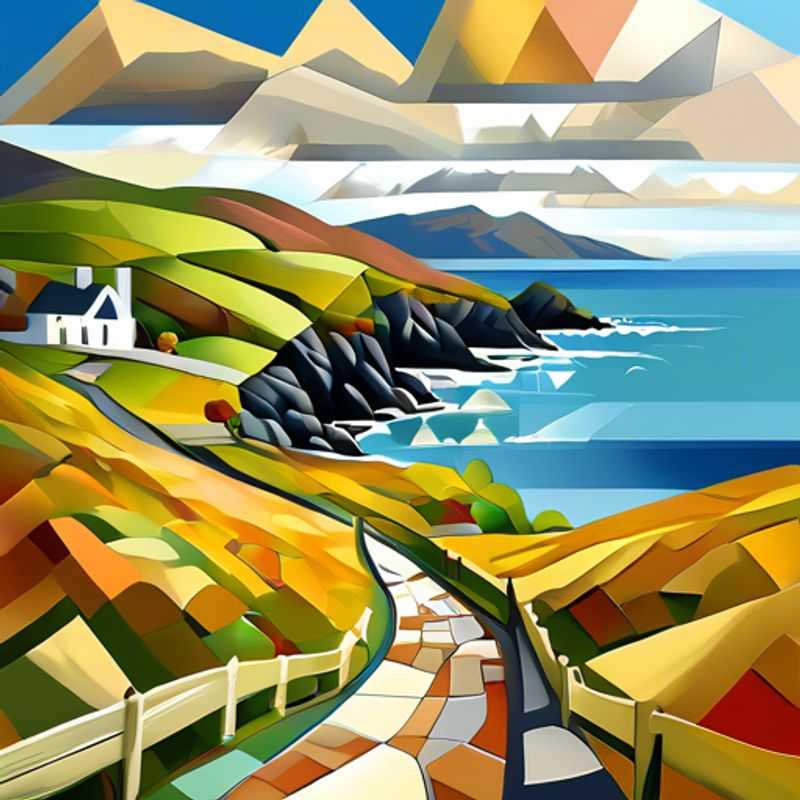 A group of six Gap Year backpackers, energized and excited, trekking along the iconic Kerry Way in Ireland, embracing the breathtaking transition from summer to autumn. The rugged beauty of the Irish landscape unfolds before them, a tapestry of vibrant greens and golden hues.