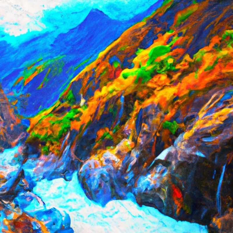 An intrepid group of four trekkers pauses to capture the breathtaking vista of Tiger Leaping Gorge, China, during their 5-day adventure between summer and fall. The gorge's emerald waters roar below, flanked by sheer cliffs that reach towards the heavens.