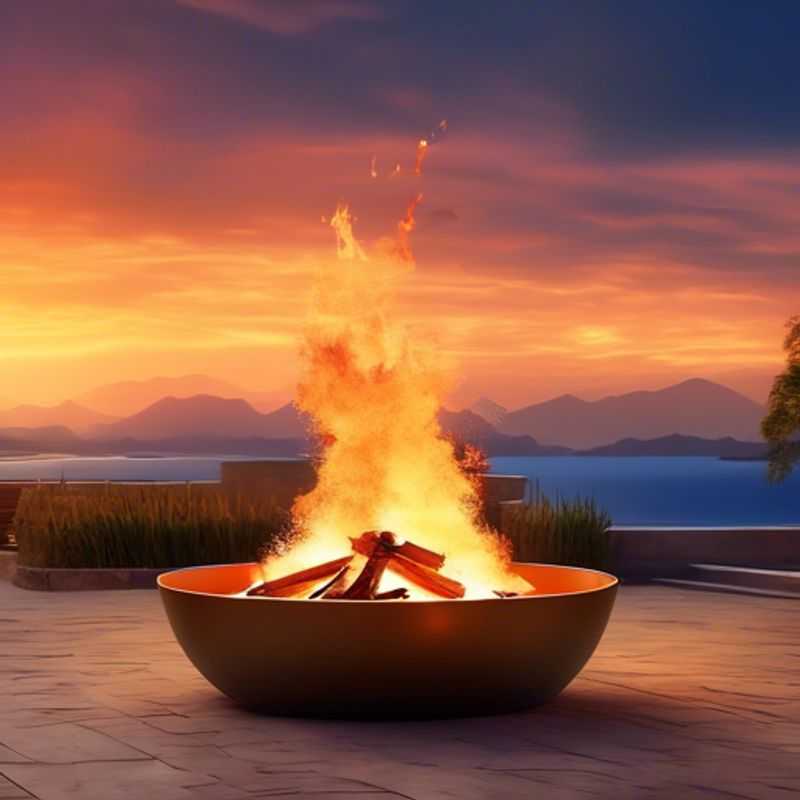 Portable fire pit with glowing flames, showcasing key features for outdoor gatherings.