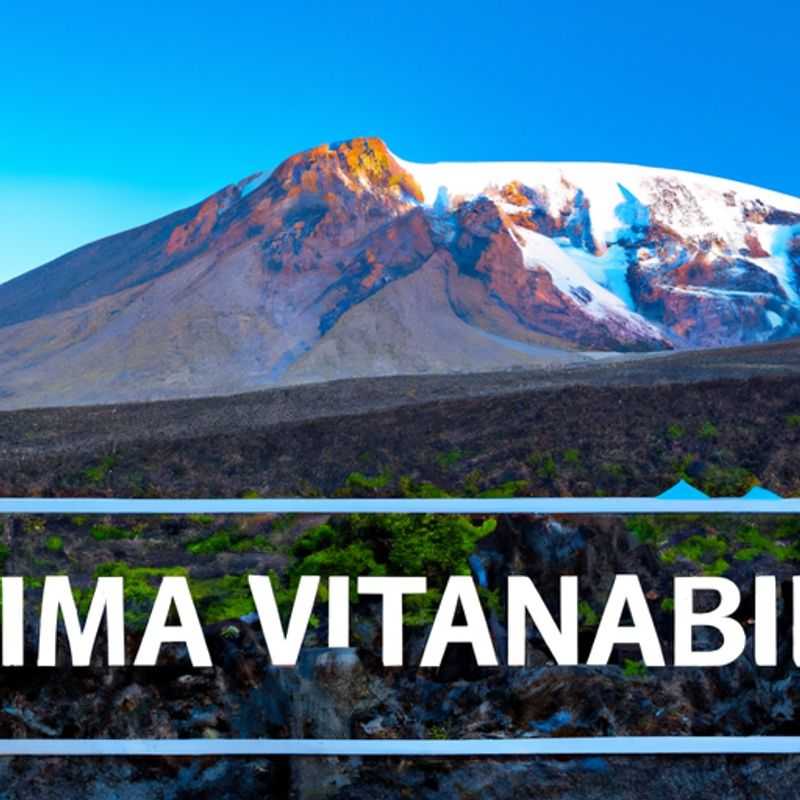 A group of wellness-focused backpackers standing in awe before the majestic snow-capped peak of Mount Kilimanjaro, Tanzania, during their 5-day winter adventure.