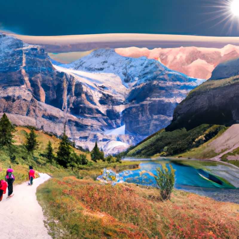 Six intrepid explorers marvel at the breathtaking autumn splendor of Banff National Park, Canada, during their unforgettable 5&#45;day fall adventure. Majestic mountains, vibrant foliage, and crystal&#45;clear lakes paint a picturesque backdrop for their journey.