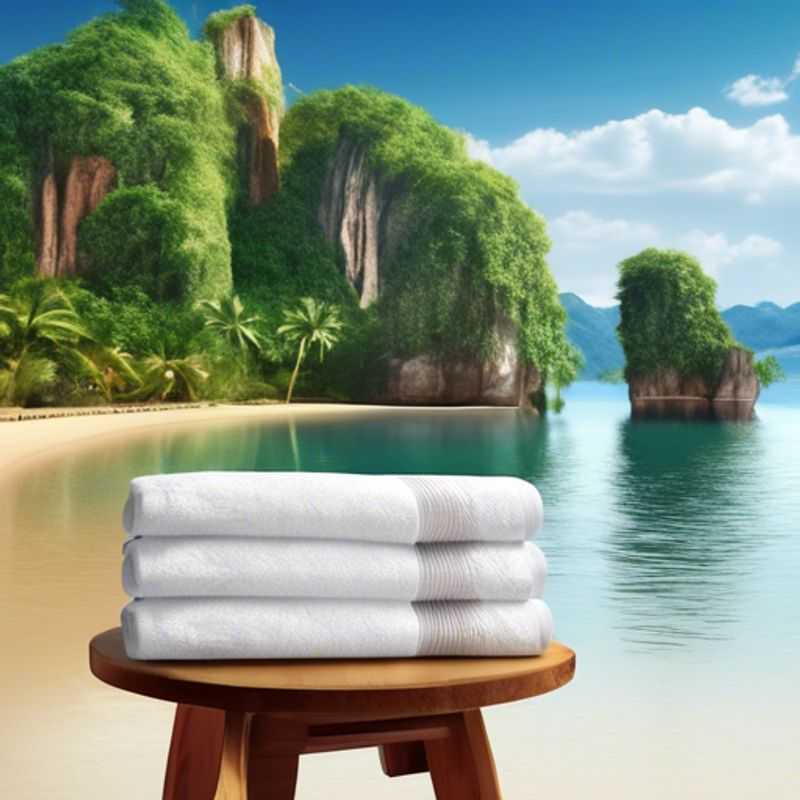 A vibrant, colorful quick-dry towel hangs from a backpack strap, ready for adventure. Its lightweight fabric and compact size make it ideal for travel and outdoor activities.