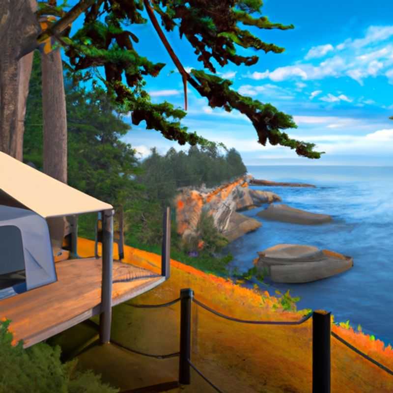 Campamento de lujo en la Reserva del Parque Nacional Pacific Rim en Juan de Fuca Trail, Canadá, en invierno