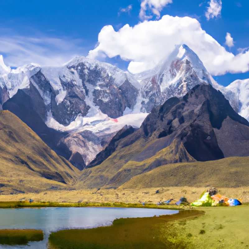 Visite de la lagune de Jahuacocha dans le circuit de Huayhuash au Pérou entre l'été et l'automne