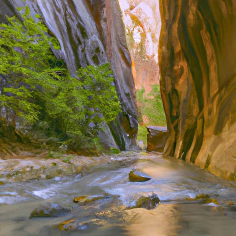 Quatre nomades digitaux contemplent l'immensité du parc national de Zion, aux États-Unis, lors de leur escapade printanière de 3 jours, émerveillés par les falaises de grès rouge orangé et la végétation luxuriante.