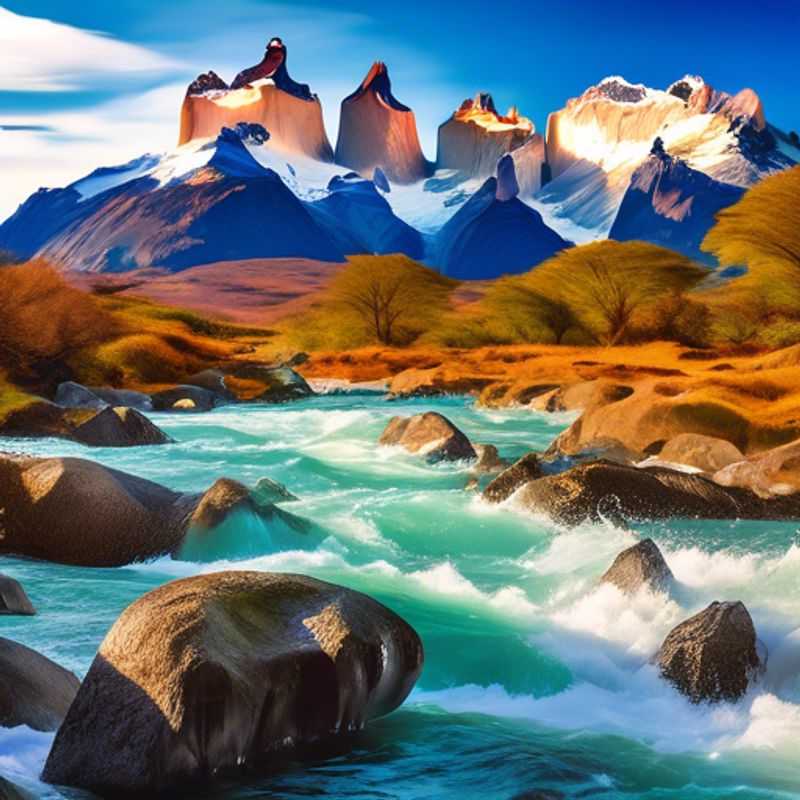 Quatre voyageurs aventuriers du groupe The Luxury Traveler explorant les paysages à couper le souffle de la Patagonie, entre l'Argentine et le Chili, lors de leur escapade de 4 jours entre l'été et l'automne.