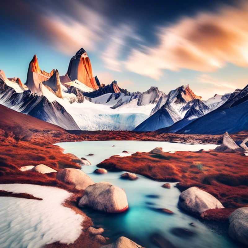 Quatre randonneurs du groupe The Romantic Traveler admirant la majesté du Mont Fitz Roy lors de leur trek de trois semaines en Argentine, entre l'hiver et le printemps.