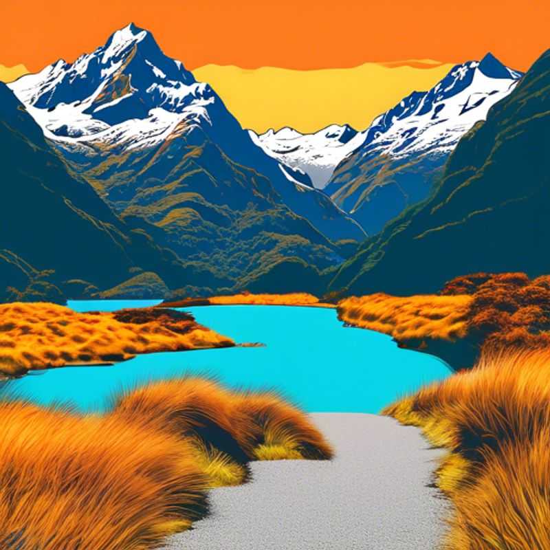 Quatre randonneurs backpackers sur le sentier de Routeburn, Nouvelle-Zélande, entourés par les couleurs automnales éclatantes, lors de leur aventure de deux semaines avec The Romantic Traveler.