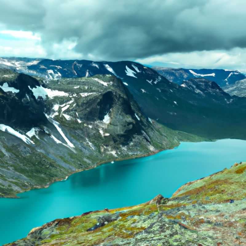 Un randonneur solitaire contemple la crête de Besseggen, en Norvège, un sentier de montagne emblématique offrant des vues panoramiques à couper le souffle, lors d'une escapade de 4 jours entre l'été et l'automne.