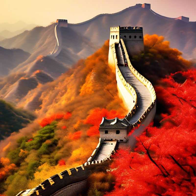 Familia viajando en una caravana, disfrutando de una emocionante aventura en la Gran Muralla China durante su escapada de 4 días en otoño, rodeados de coloridos paisajes y momentos inolvidables.