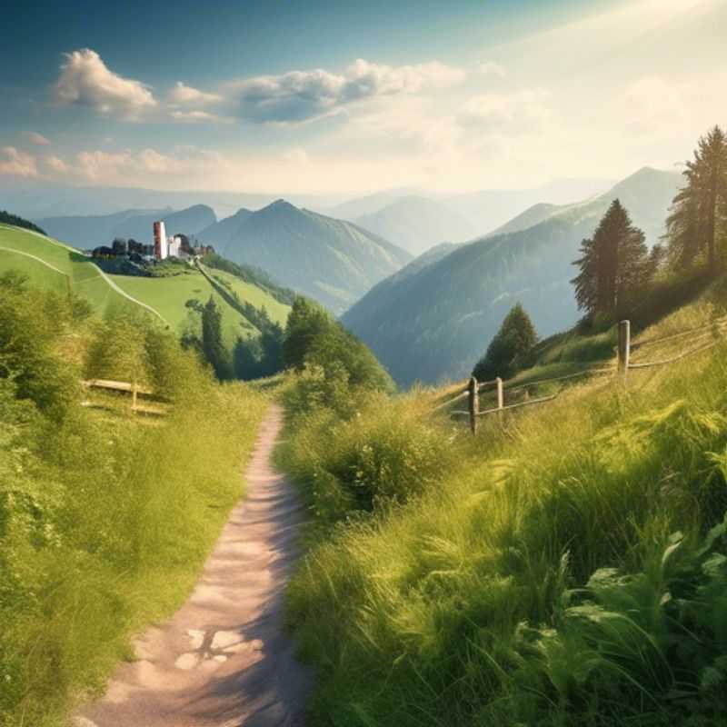Quatre amis, backpackers gourmands, explorent le sentier de Heilbronner Weg, baigné de soleil estival, à la recherche de saveurs et de paysages allemands enchanteurs.