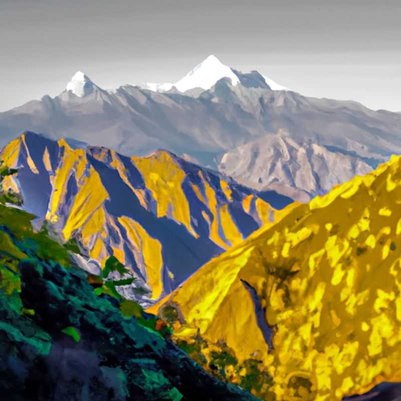 Quatre randonneurs traversant le pont suspendu sur le circuit du Manaslu, au Népal, au printemps, profitant de la vue imprenable sur les montagnes enneigées et les vallées verdoyantes.