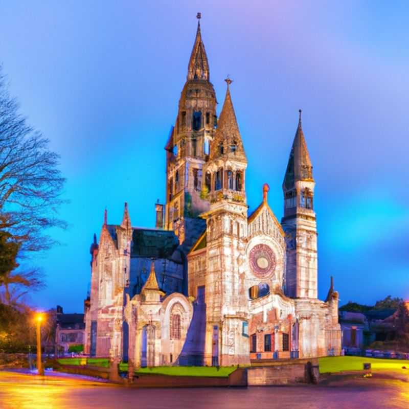 Catedral de San Fin Barre en la primavera de Cork: Un tesoro histórico en plena floración