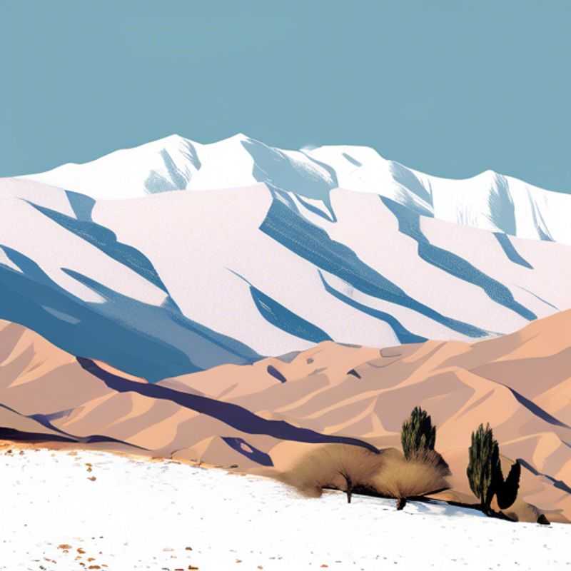 Una pareja de nómadas digitales trabajando de forma remota en su caravana, rodeada de las majestuosas montañas del Atlas en Marruecos, mientras disfrutan del Festival de Invierno durante su aventura de dos semanas.