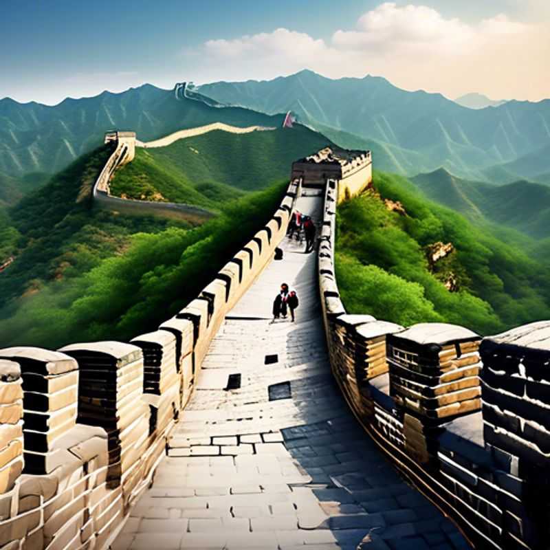 Familia viajando en una caravana, disfrutando de una emocionante aventura en la Gran Muralla China durante su escapada de 4 días en otoño, rodeados de coloridos paisajes y momentos inolvidables.