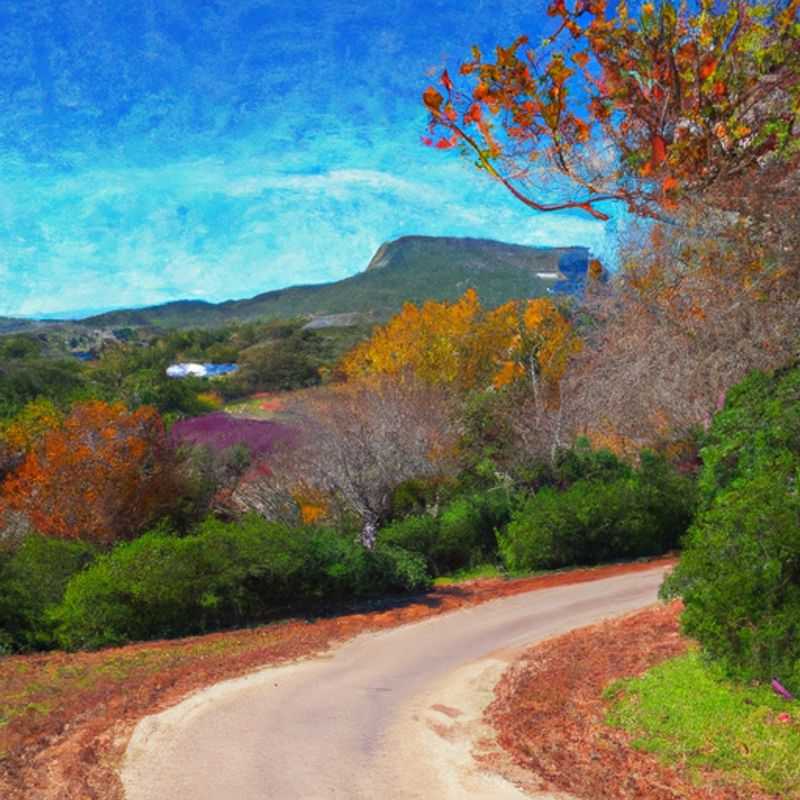 A solitary traveler immerses herself in the breathtaking beauty of the Garden Route, South Africa, surrounded by lush greenery and vibrant hues of autumn foliage during her three-day fall adventure.