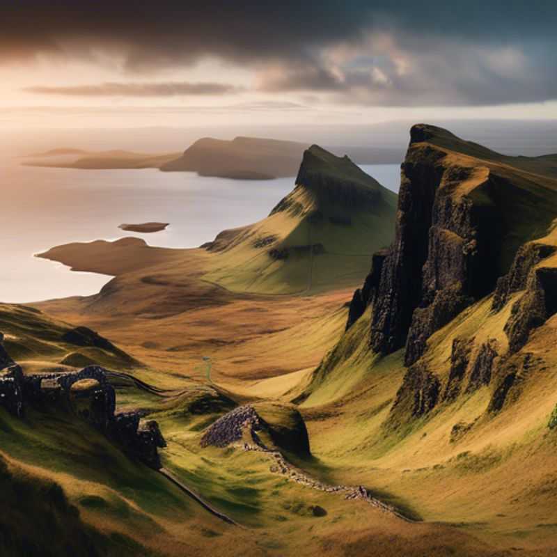 Un grupo de seis mochileros, desafiando el clima invernal, recorren la impresionante Skye Trail en Escocia, con el majestuoso paisaje escocés como telón de fondo.