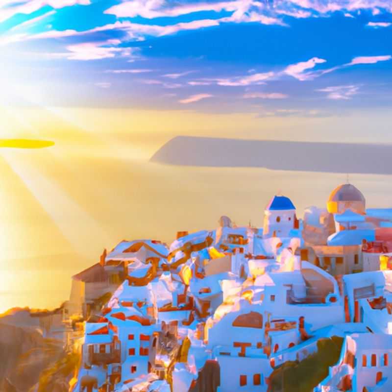 Un couple de nomades numériques profitant d'une vue imprenable sur la caldeira de Santorin, Grèce, lors d'une escapade éclair de 24 heures au printemps, capturant la beauté égéenne avec leurs appareils photo.